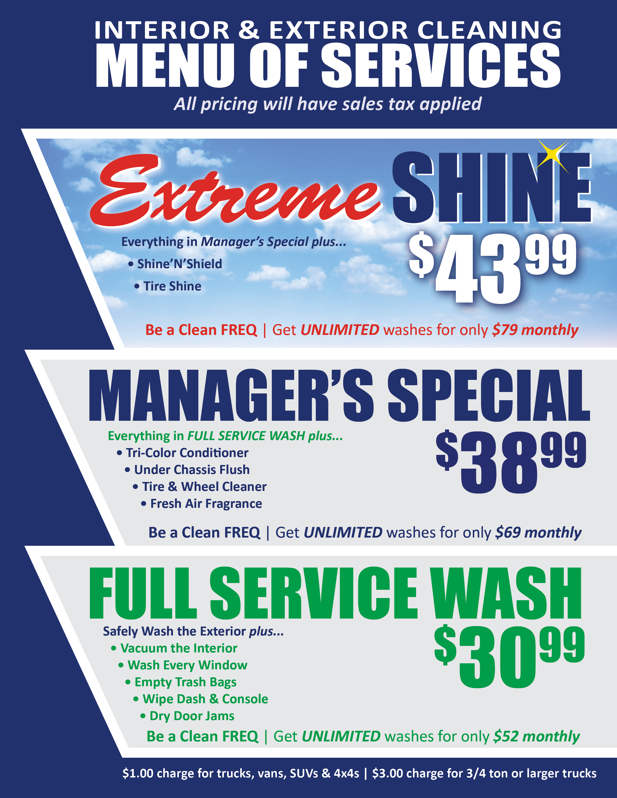 PDQ Car Wash Full Service Wash Options- We Clean Inside and Out